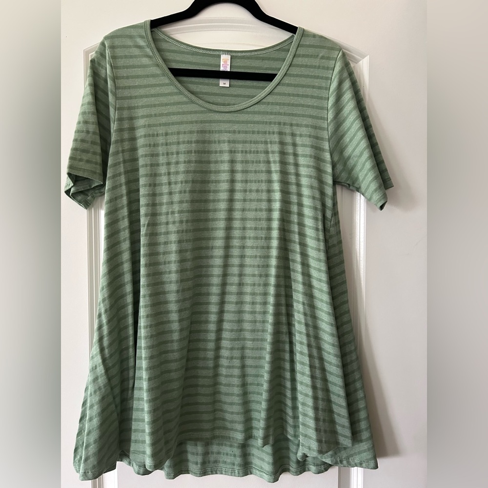 Lularoe, Perfect T, M, Green, Olive, Striped